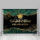 Aperturee - Marble Green Gold Glitter Congrats Grad Backdrop